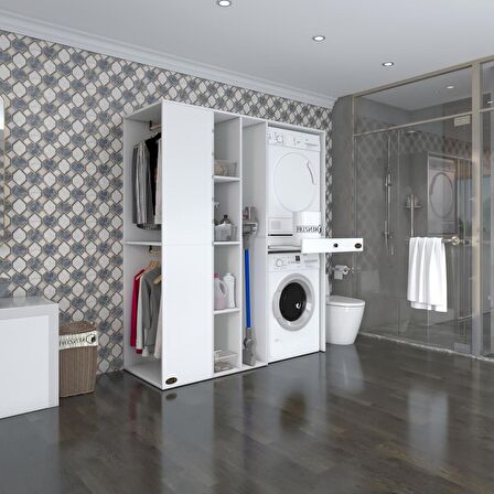 Kenzlife çamaşır-kurutma makinesi dolabı ve giysi dolabı çekmeceli attar sol byz 187*160*60  banyo
