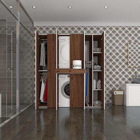 Kenzlife çamaşır-kurutma makinesi dolabı ve giysi dolabı çekmeceli ebuzer sağ raf cvz 187*160*60  banyo