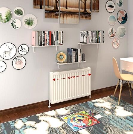 Kenzlife petek üstü raf dresuar golden boy crd 070*24 üçlü kitaplık duvar rafı 070 cm uzunluk