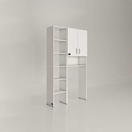 Kenzlife çamaşır makinesi dolabı sinemmaksmdf byz 180*096*30 % 100 mdf full mdf banyo kapaklı arkalıklı raflı