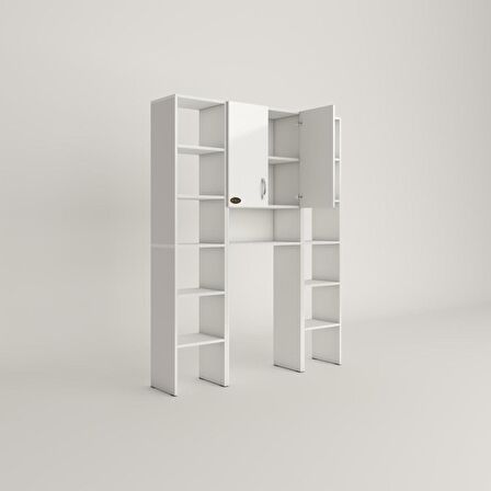 Kenzlife çamaşır makinesi dolabı sinemmaksdublemdf byz 180*126*30 % 100 mdf full mdf banyo kapaklı arkalıklı raflı