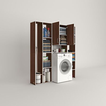 Kenzlife çamaşır makinesi dolabı sinemmega cvz 180*156*30 banyo kapaklı arkalıklı raflı