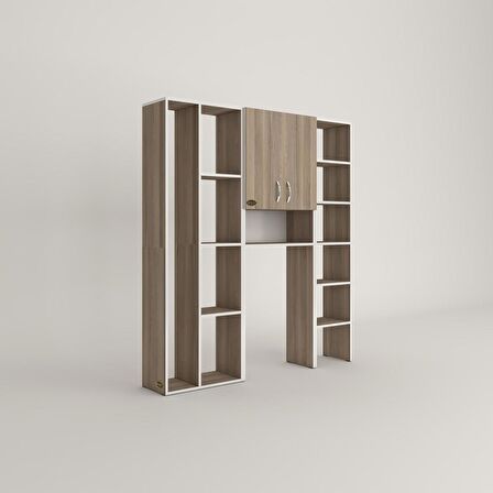 Kenzlife çamaşır makinesi dolabı sinemmega crd 180*156*30 banyo kapaklı arkalıklı raflı