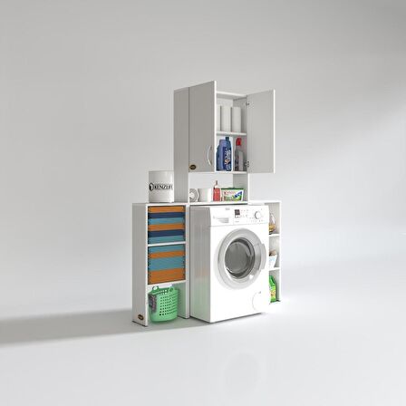 Kenzlife çamaşır makinesi dolabı veronikamaksmdf byz 180*096*20 % 100 MDF full Mdf banyo arkalıksız raflı