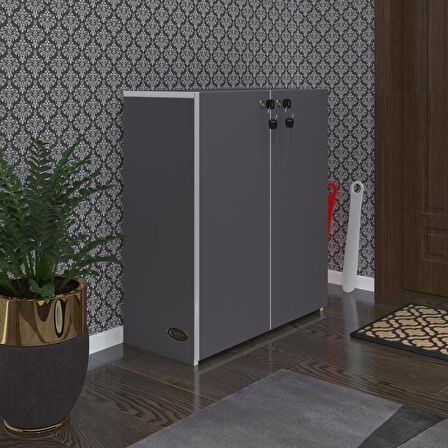 Kenzlife ayakkabılık ayakkabı dolabı kilitli be real gri 080*70*32 kapaklı arkalıklı ofis dolabı