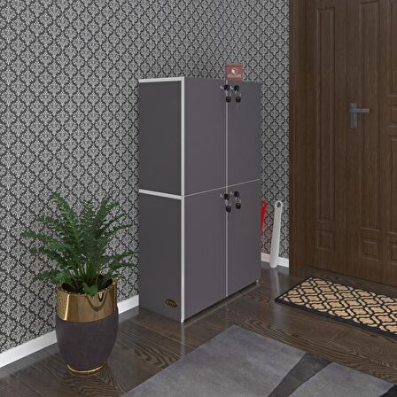 Kenzlife ayakkabılık ayakkabı dolabı kilitli be real gri 120*70*32 kapaklı arkalıklı ofis dolabı iki bölme