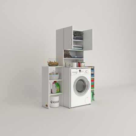 Kenzlife çamaşır makinesi dolabı hayzummaksmdf byz 180*096*55 % 100 mdf full mdf banyo kiler çift kapaklı arkalıklı