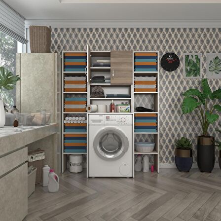 Kenzlife çamaşır makinesi dolabı hayzummaksduble crd 180*126*55 banyo kiler çift kapaklı arkalıklı