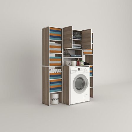 Kenzlife çamaşır makinesi dolabı hayzummaksduble crd 180*126*55 banyo kiler çift kapaklı arkalıklı