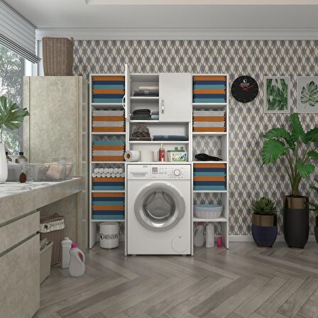 Kenzlife çamaşır makinesi dolabı hayzummaksdublemdf byz 180*126*55 % 100 mdf full mdf banyo kiler çift kapaklı arkalıklı