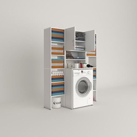 Kenzlife çamaşır makinesi dolabı hayzummaksdublemdf byz 180*126*55 % 100 mdf full mdf banyo kiler çift kapaklı arkalıklı