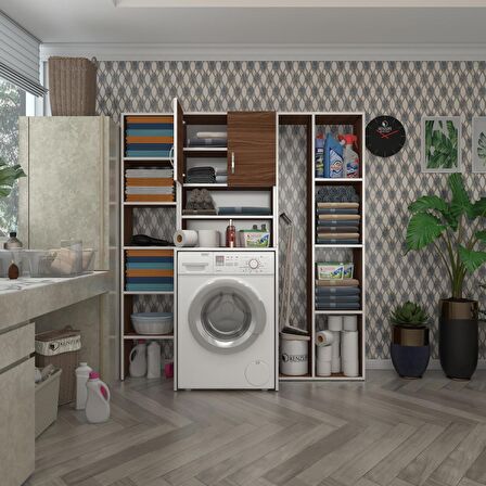 Kenzlife çamaşır makinesi dolabı hayzummega cvz 180*156*55 banyo kiler çift kapaklı arkalıklı 