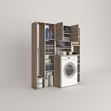 Kenzlife çamaşır makinesi dolabı hayzummega crd 180*156*55 banyo kiler çift kapaklı arkalıklı