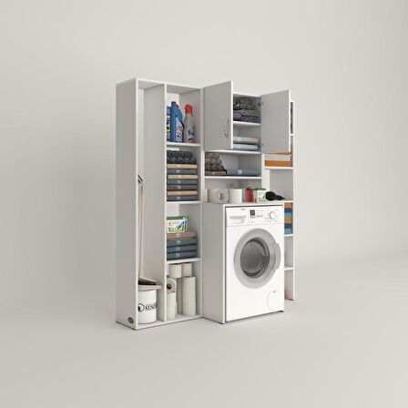 Kenzlife çamaşır makinesi dolabı hayzummegamdf byz 180*156*55 % 100 mdf full mdf banyo kiler çift kapaklı arkalıklı