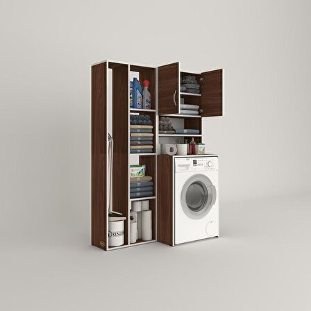 Kenzlife çamaşır makinesi dolabı hayzumsüpürge cvz 180*126*55 banyo kiler çift kapaklı arkalıklı 