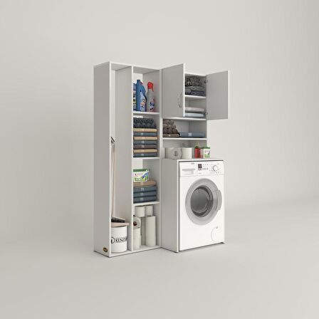 Kenzlife çamaşır makinesi dolabı hayzumsüpürgemdf byz 180*126*55 % 100 mdf full mdf banyo kiler çift kapaklı arkalıklı