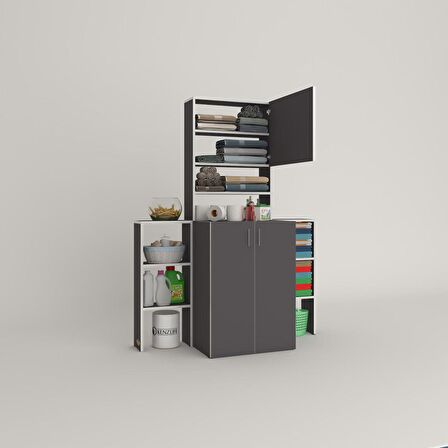 Kenzlife çamaşır makinesi dolabı kasparovmaks gri 180*096*55-20 banyo kapaklı arkalıksız