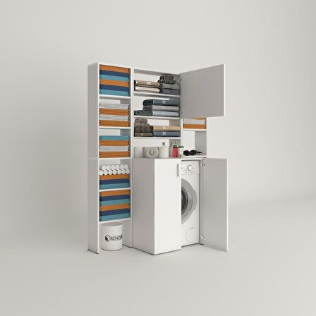 Kenzlife çamaşır makinesi dolabı kasparovmaksdublemdf byz 180*126*55-20 % 100 mdf full mdf banyo kapaklı arkalıksız