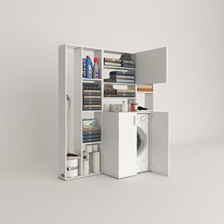 Kenzlife çamaşır makinesi dolabı kasparovmega byz 180*156*55-20 banyo kapaklı arkalıksız