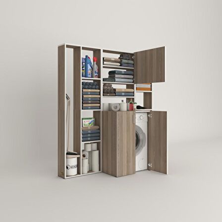 Kenzlife çamaşır makinesi dolabı kasparovmega crd 180*156*55-20 banyo kapaklı arkalıksız