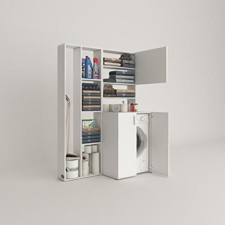 Kenzlife çamaşır makinesi dolabı kasparovsüpürgemdf byz 180*126*55-20 % 100 mdf full mdf banyo kapaklı arkalıksız