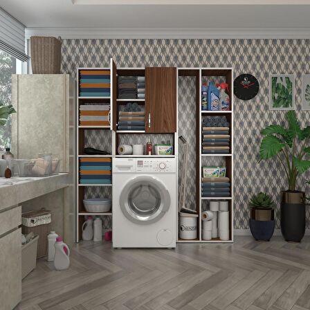 Kenzlife çamaşır makinesi dolabı veronikamega cvz 180*156*20 banyo arkalıksız raflı
