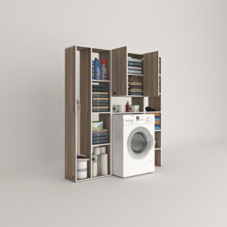 Kenzlife çamaşır makinesi dolabı veronikamega crd 180*156*20 banyo arkalıksız raflı