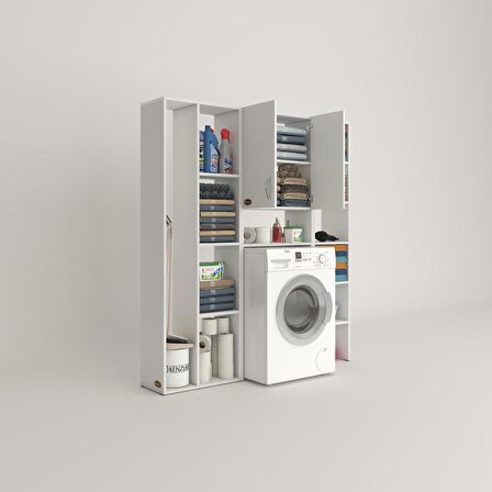 Kenzlife çamaşır makinesi dolabı veronikamegamdf byz 180*156*20 % 100 MDF full Mdf banyo arkalıksız raflı