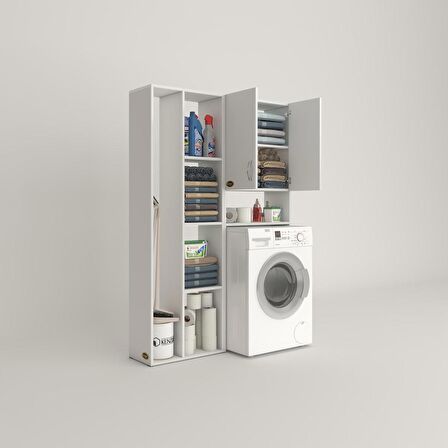 Kenzlife çamaşır makinesi dolabı veronikasüpürgemdf byz 180*126*20 % 100 MDF full Mdf banyo arkalıksız raflı