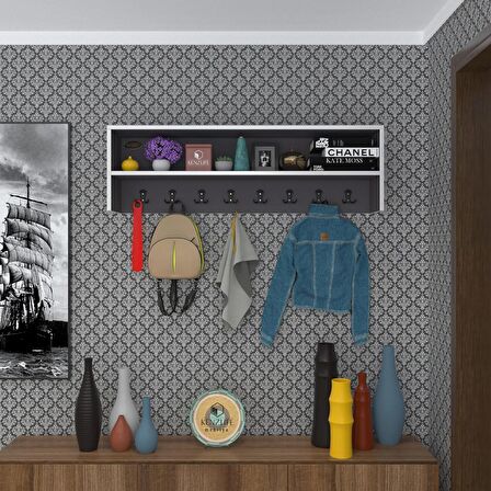 Kenzlife elbise askılığı askılık zeytuni gri 35*100*20 siyah 8 adet askı portmanto raflı