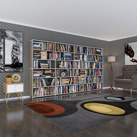 Kenzlife kitaplık süper ga crd 180*320*19 6 katlı 4 bölme çift bölme opsiyonlu ofis mutfak banyo dolabı arkalıksız