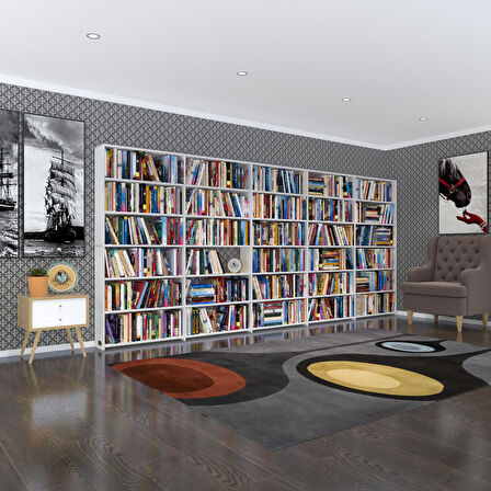 Kenzlife kitaplık süper ga byz 180*400*19 6 katlı 5 bölme çift bölme opsiyonlu ofis mutfak banyo dolabı arkalıksız