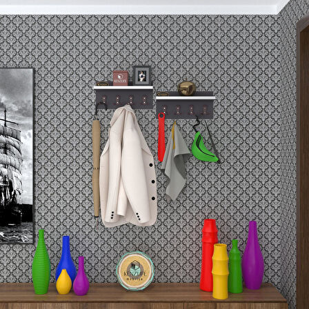 Kenzlife elbise askılığı karayemiş2 gri 26*076*12 vestiyer portmanto askı askılık 8 adet askı