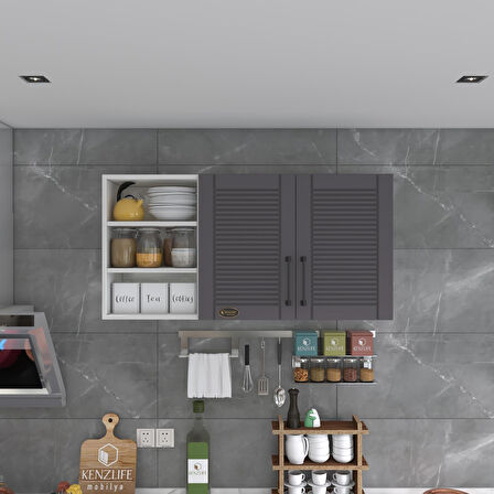 Kenzlife hazır mutfak dolabı kestane60 gri mod2 60*120*32 mebran kapak suntalam gövde