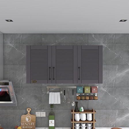 Kenzlife hazır mutfak dolabı limon60 gri mod2 60*120*32 mebran kapak suntalam gövde