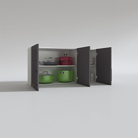 Kenzlife hazır mutfak dolabı limon60 gri mod2 60*120*32 mebran kapak suntalam gövde