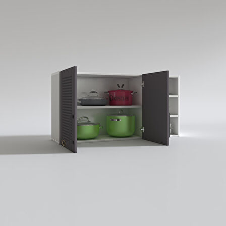 Kenzlife hazır mutfak dolabı maydanoz60 gri mod2 60*120*32 mebran kapak suntalam gövde
