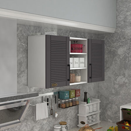Kenzlife hazır mutfak dolabı pırasa60 gri mod2 60*120*32 mebran kapak suntalam gövde
