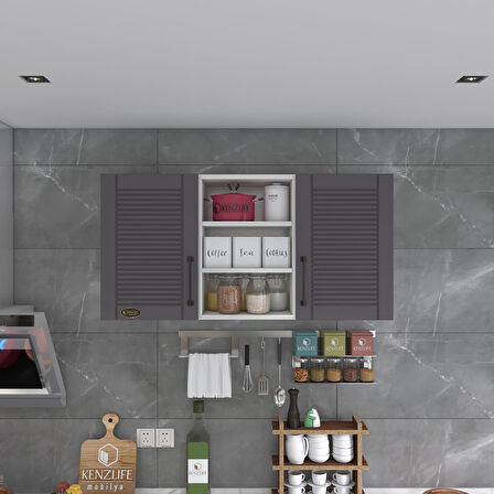 Kenzlife hazır mutfak dolabı pırasa60 gri mod2 60*120*32 mebran kapak suntalam gövde