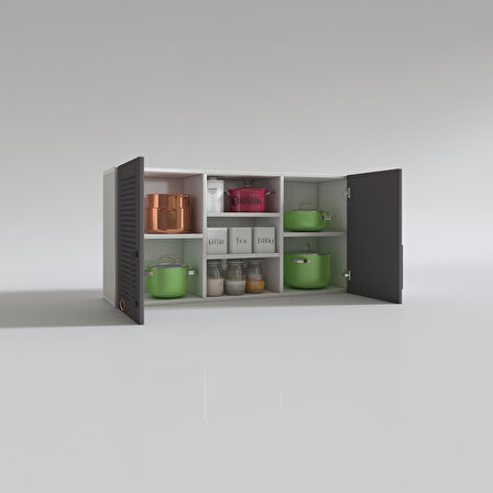 Kenzlife hazır mutfak dolabı pırasa60 gri mod2 60*120*32 mebran kapak suntalam gövde