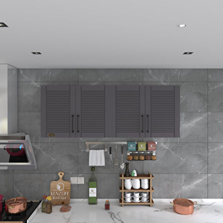 Kenzlife hazır mutfak dolabı havuç60 gri mod2 60*160*32 mebran kapak suntalam gövde