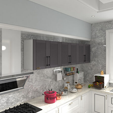 Kenzlife hazır mutfak dolabı elma60 gri mod2 60*240*32 mebran kapak suntalam gövde
