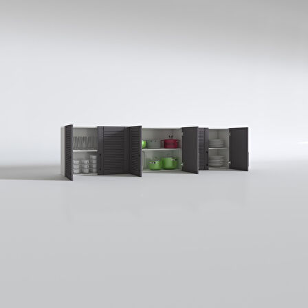 Kenzlife hazır mutfak dolabı elma60 gri mod2 60*240*32 mebran kapak suntalam gövde