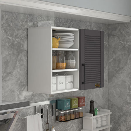 Kenzlife hazır mutfak dolabı roka90 gri mod2 90*080*32 mebran kapak suntalam gövde