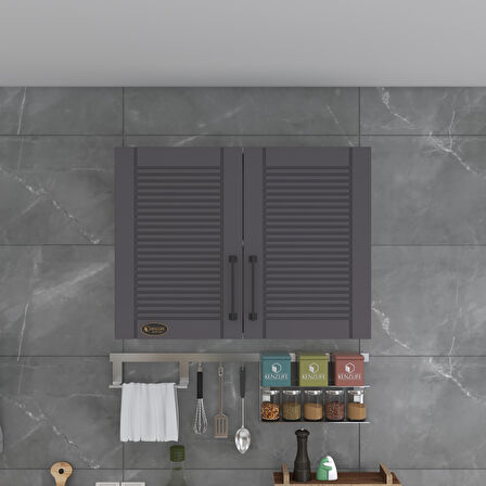 Kenzlife hazır mutfak dolabı kıvırcık60 gri mod2 60*080*32 mebran kapak suntalam gövde