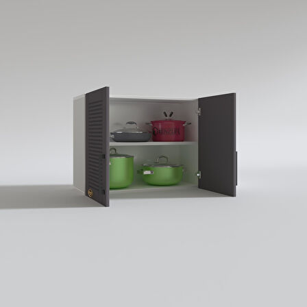 Kenzlife hazır mutfak dolabı kıvırcık60 gri mod2 60*080*32 mebran kapak suntalam gövde