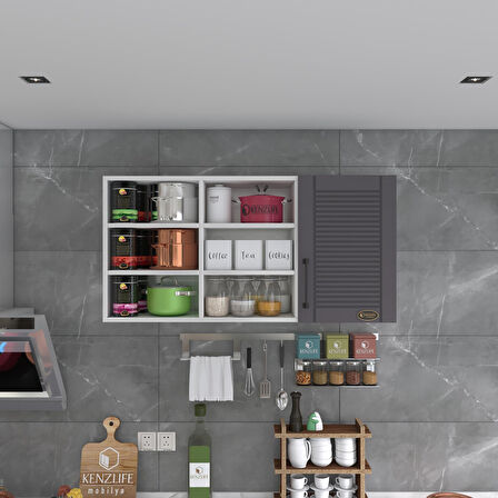 Kenzlife hazır mutfak dolabı nane90 gri mod2 90*120*32 mebran kapak suntalam gövde