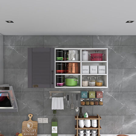 Kenzlife hazır mutfak dolabı pancar60 gri mod2 60*120*32 mebran kapak suntalam gövde