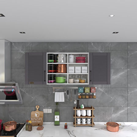 Kenzlife hazır mutfak dolabı biber60 gri mod2 60*160*32 mebran kapak suntalam gövde