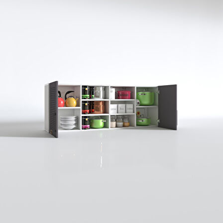 Kenzlife hazır mutfak dolabı biber60 gri mod2 60*160*32 mebran kapak suntalam gövde